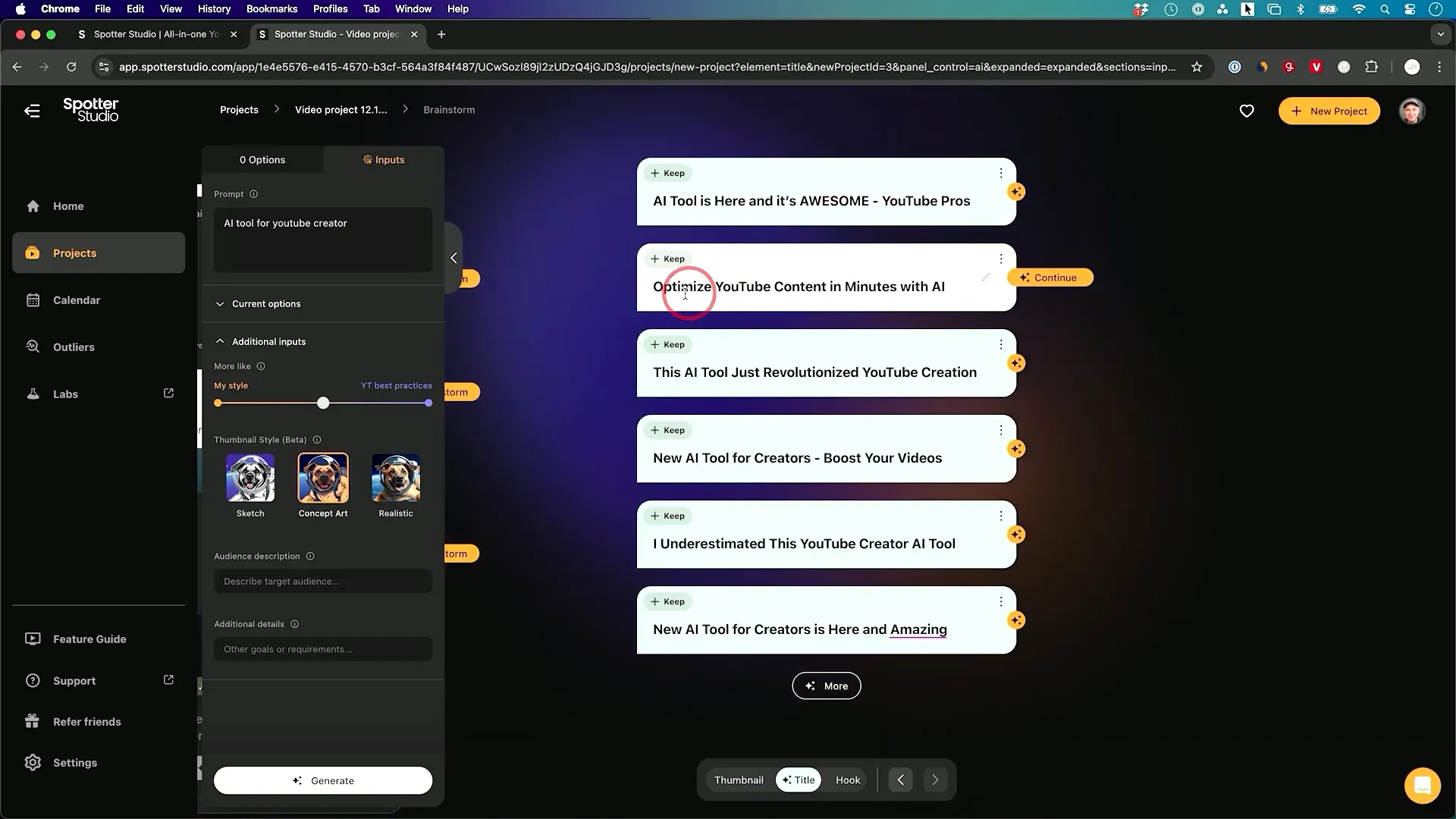 Brainstorming video ideas with Spotter Studio