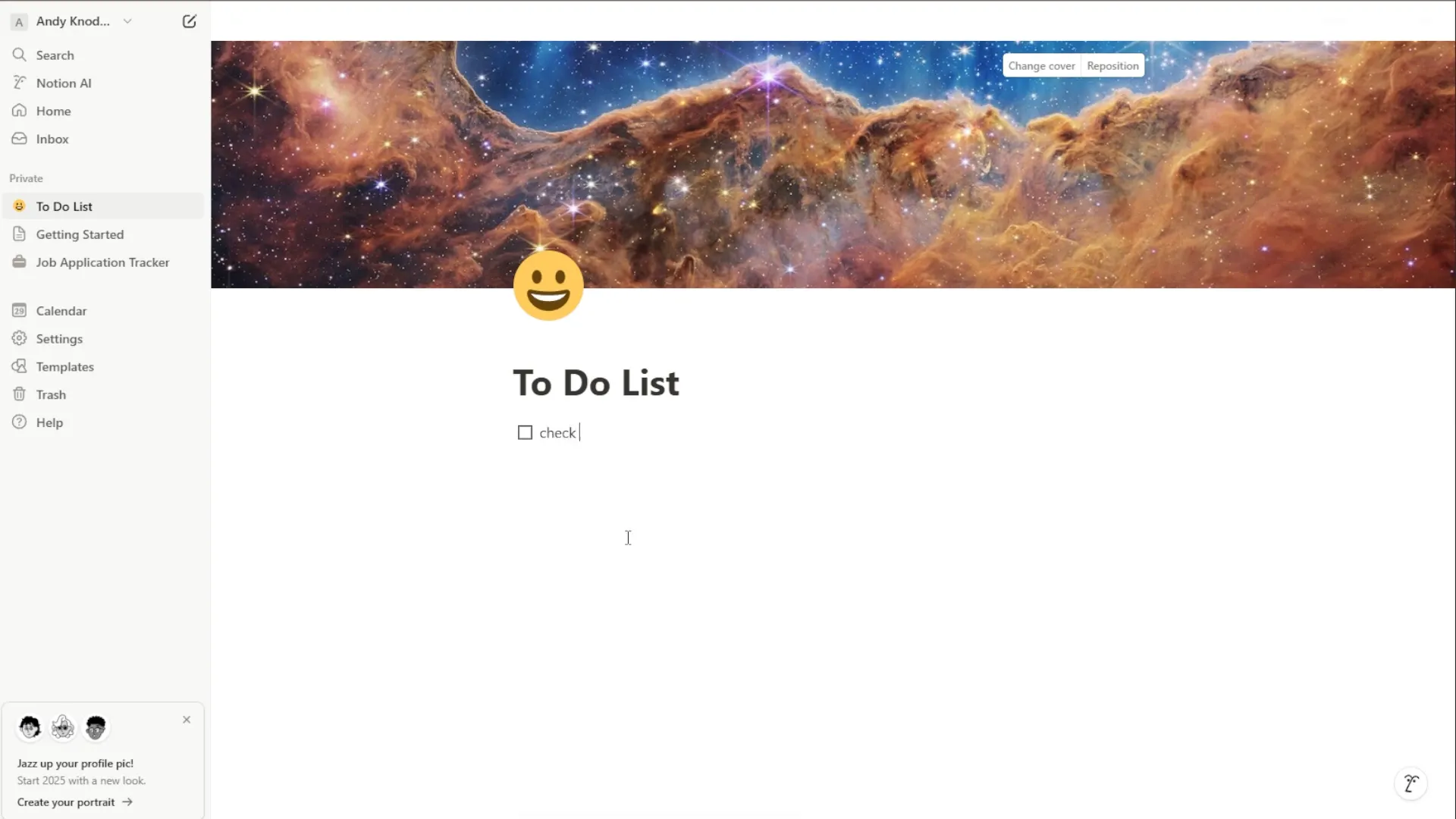 Creating a to-do list in Notion