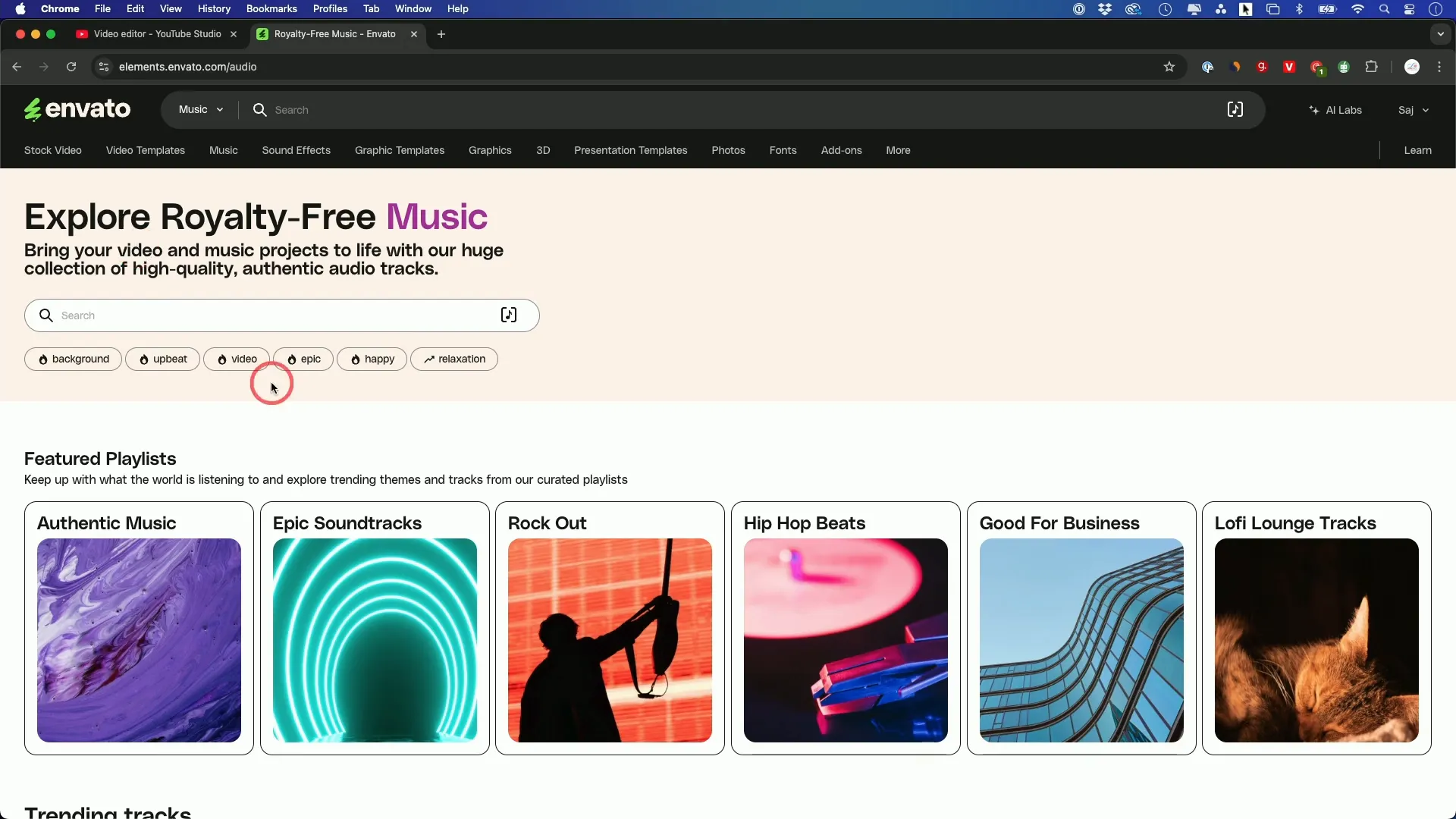 Envato Elements music selection