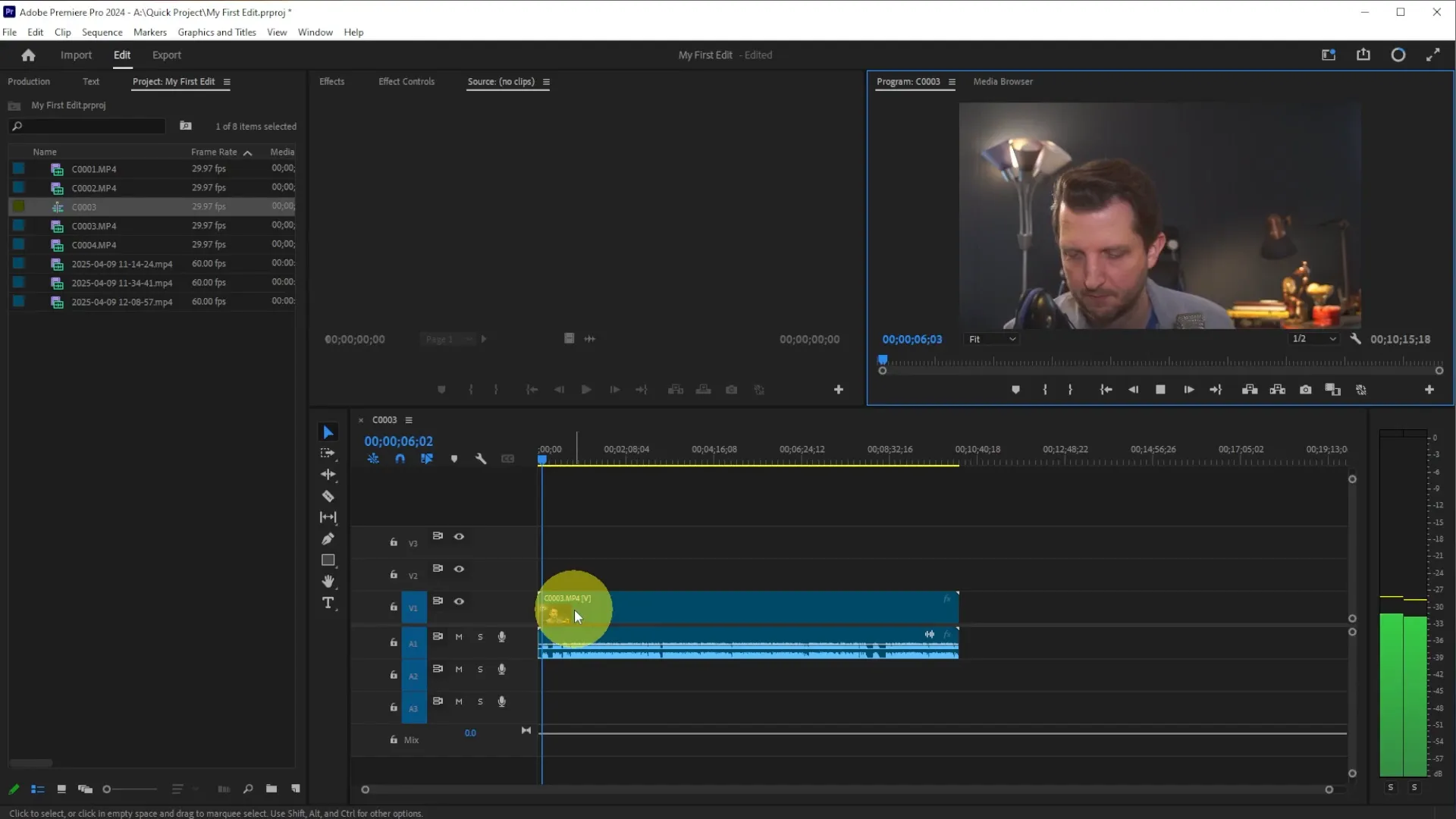 Creating a sequence in Adobe Premiere Pro