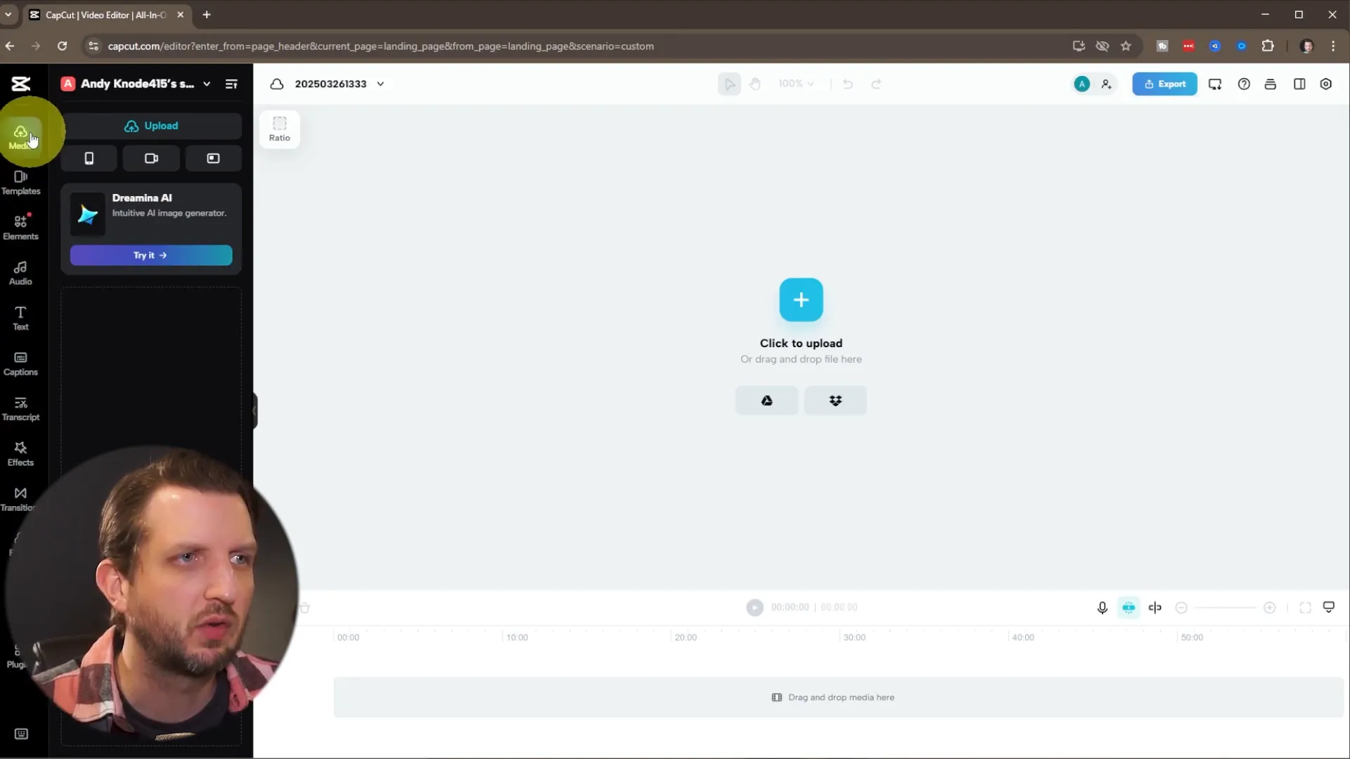 CapCut sign-in page