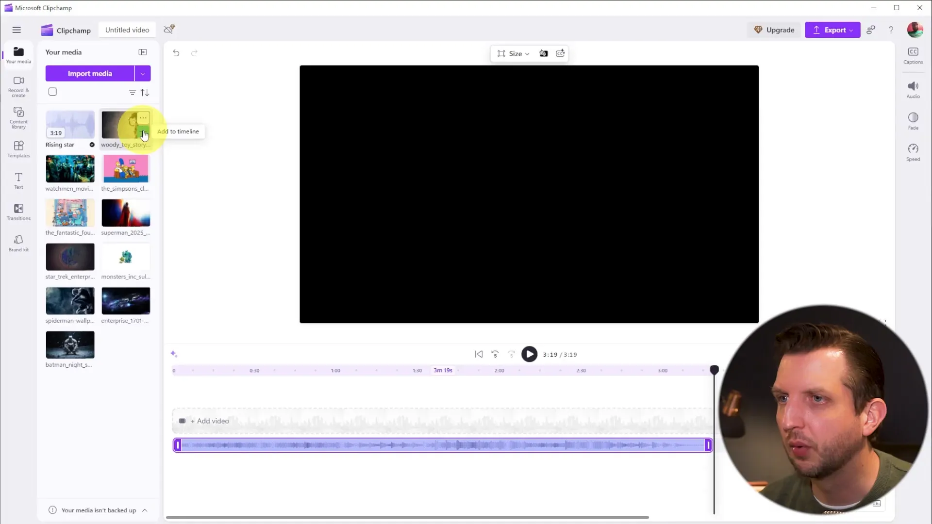 Choosing music in Clipchamp