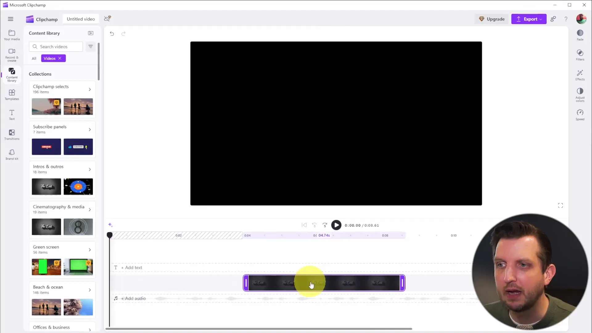 Timeline for arranging video clips