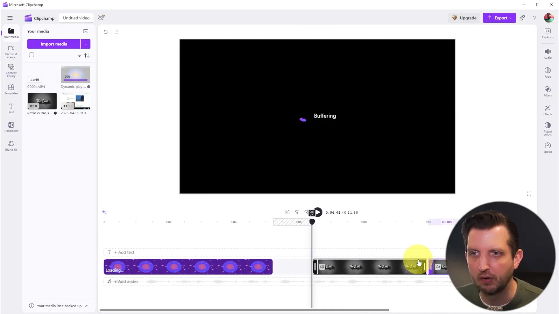 Editing tools in ClipChamp