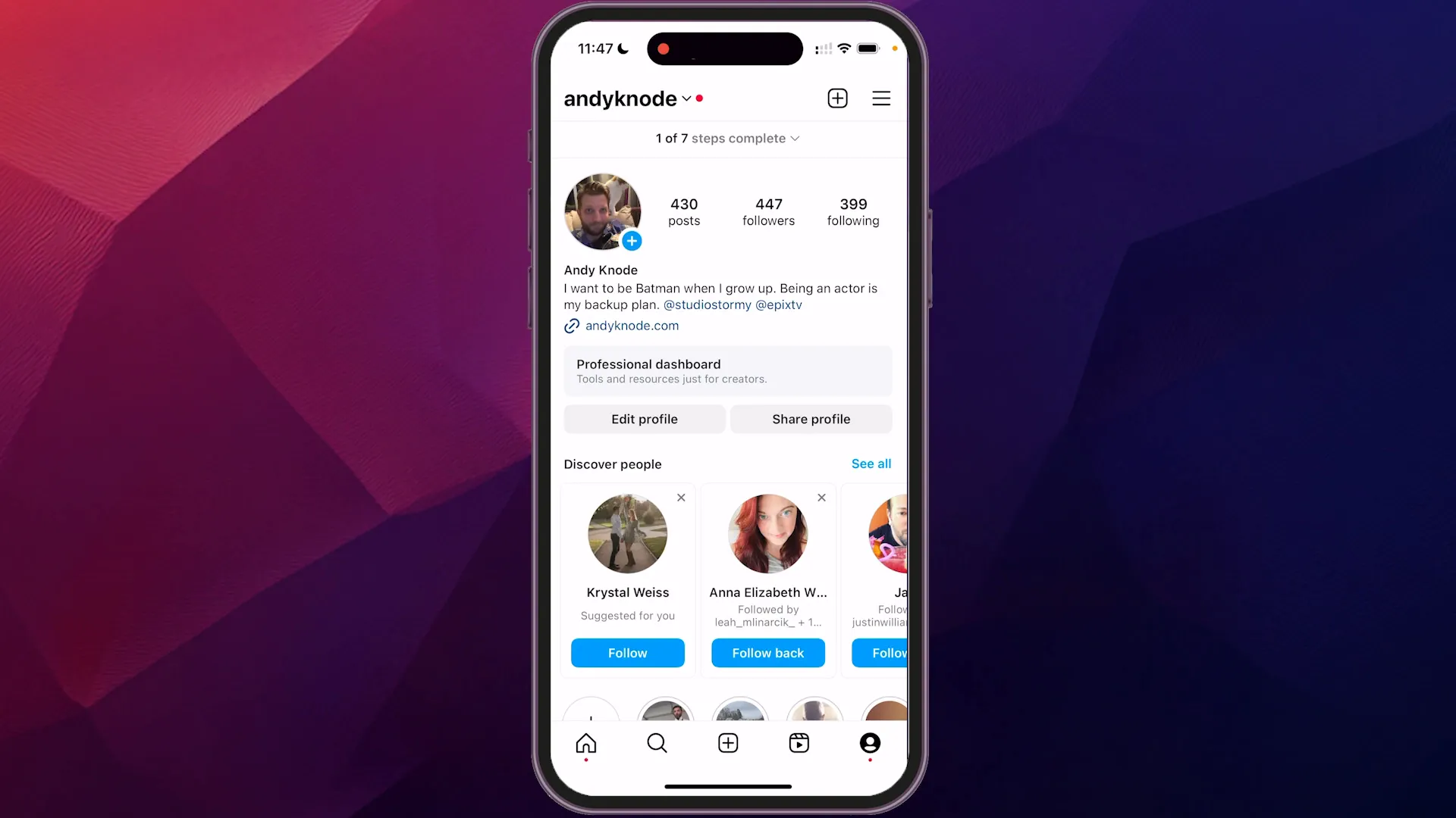 Click on profile icon in bottom right corner