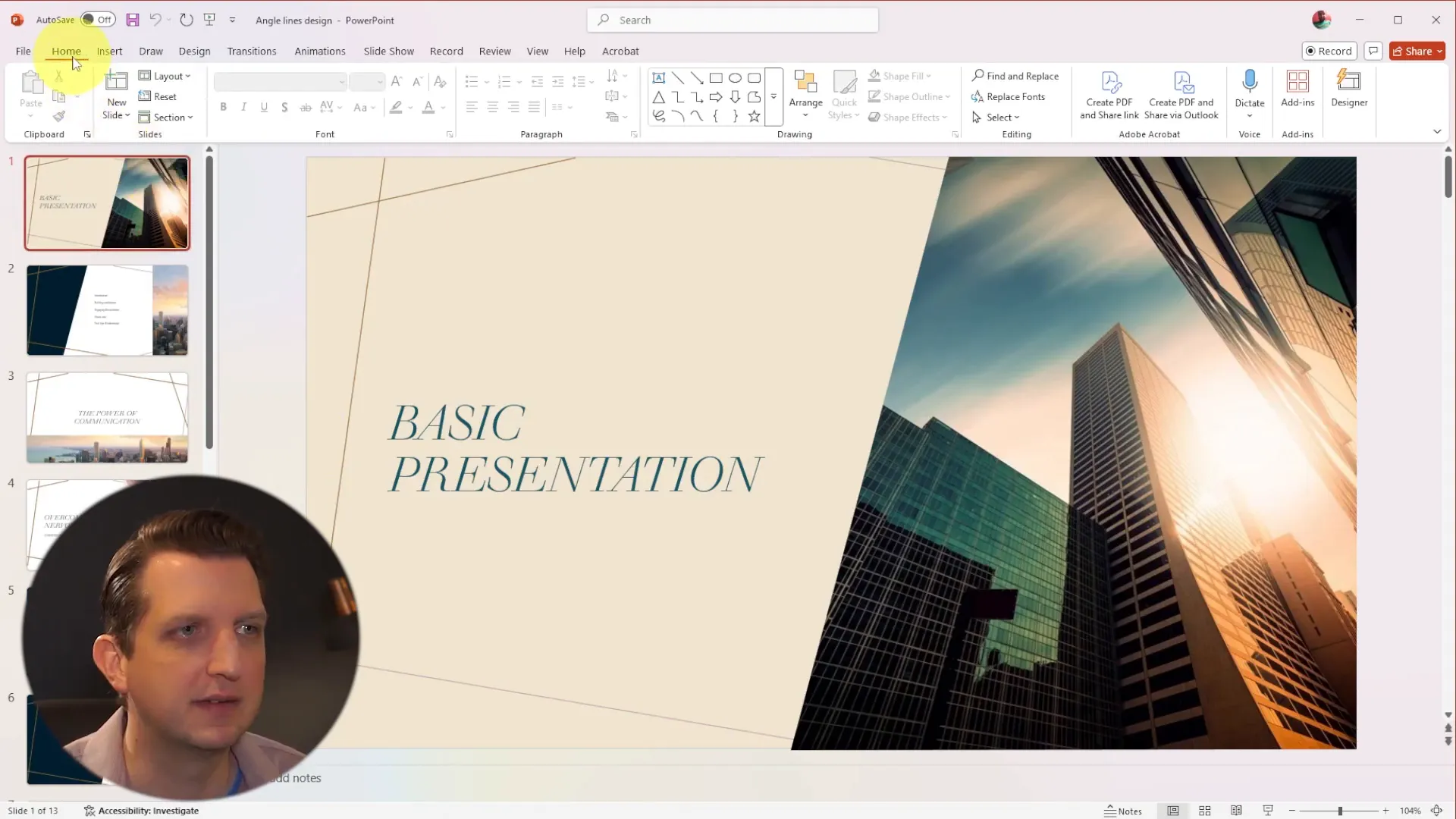 PowerPoint open with a basic presentation