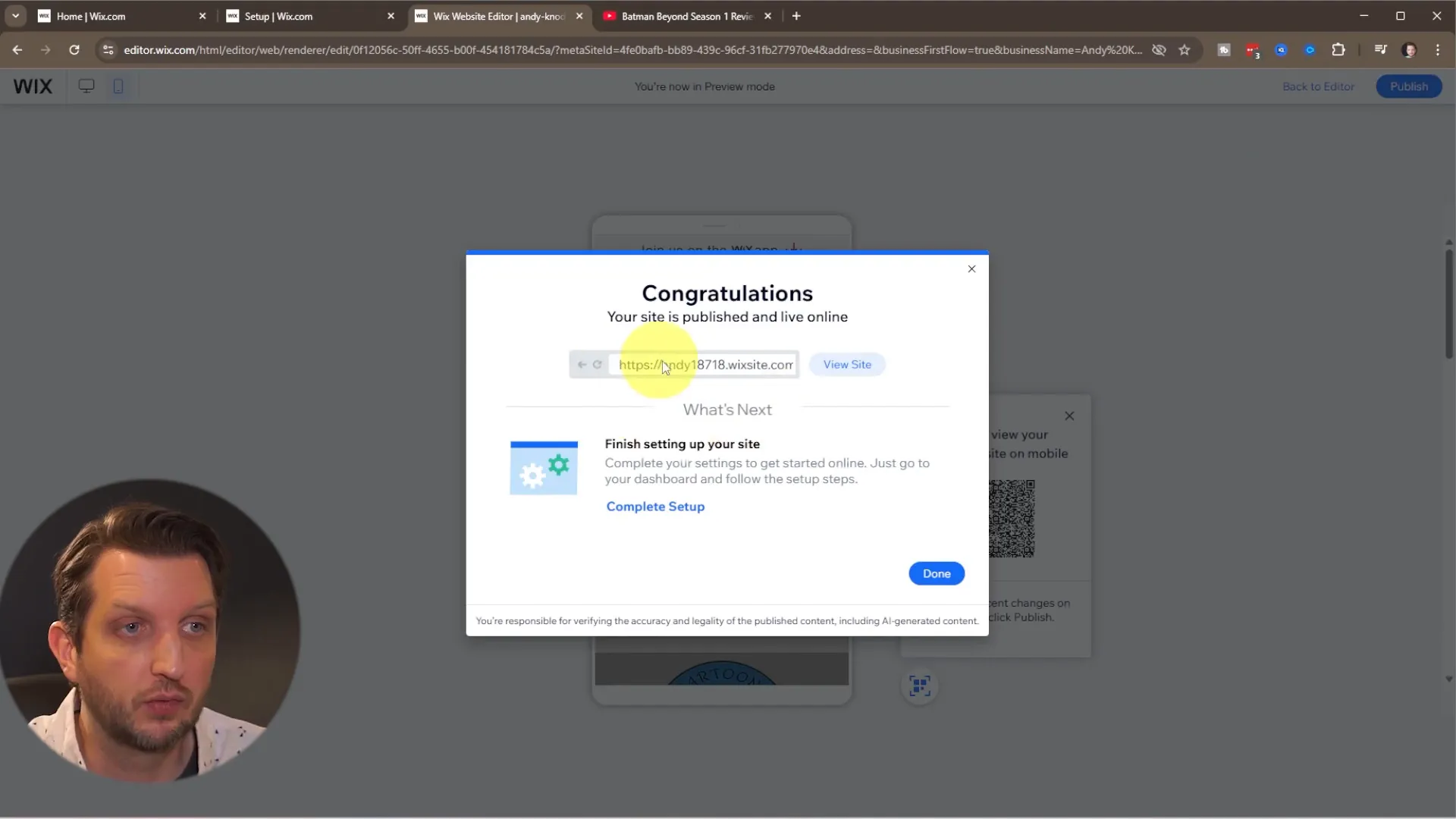 Publishing Wix website live