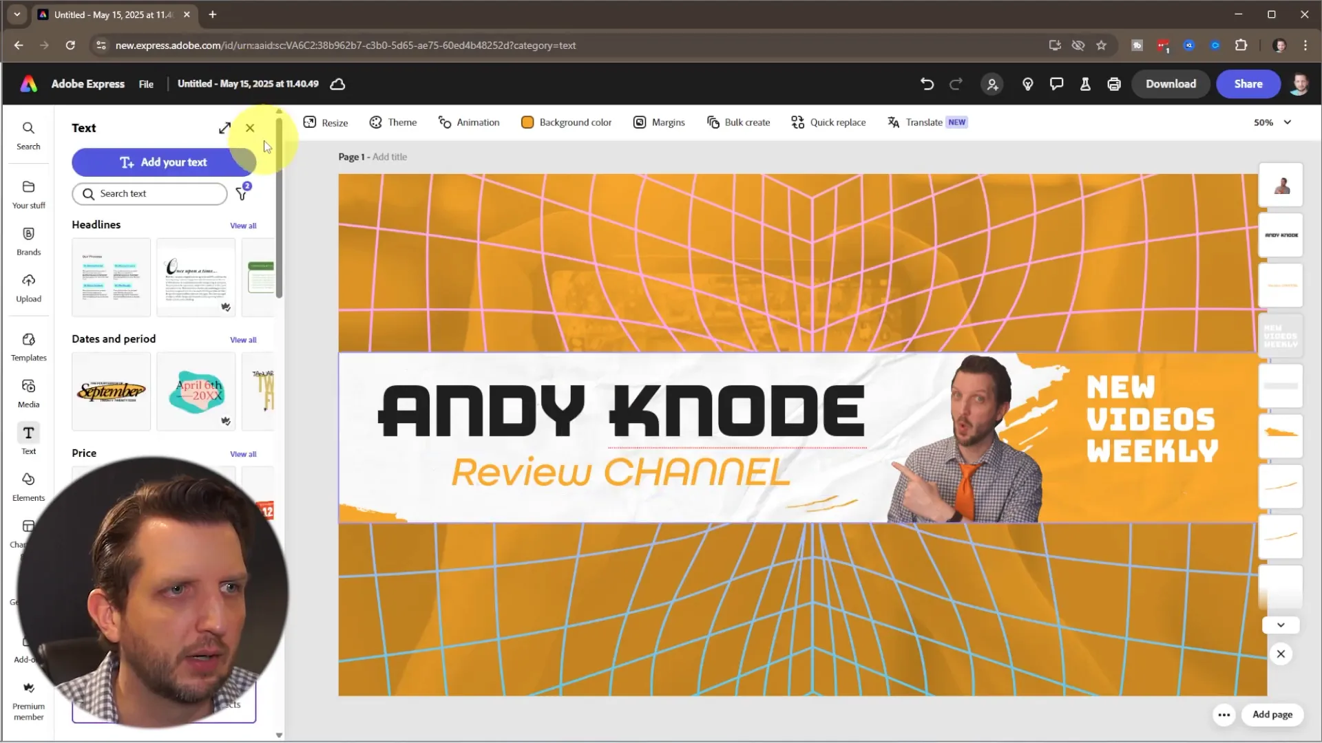 Applying and adjusting color themes in YouTube banner design
