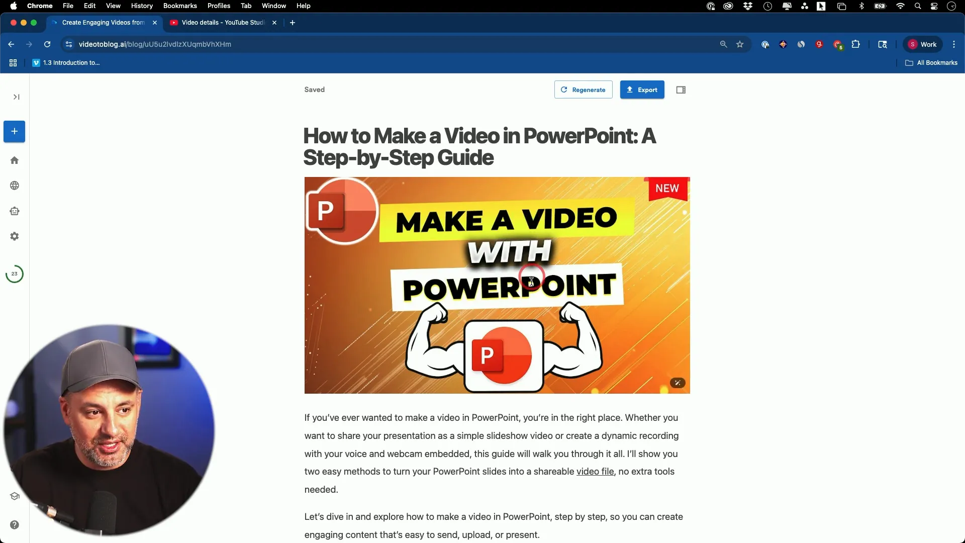 Generated blog post with thumbnail and screenshots