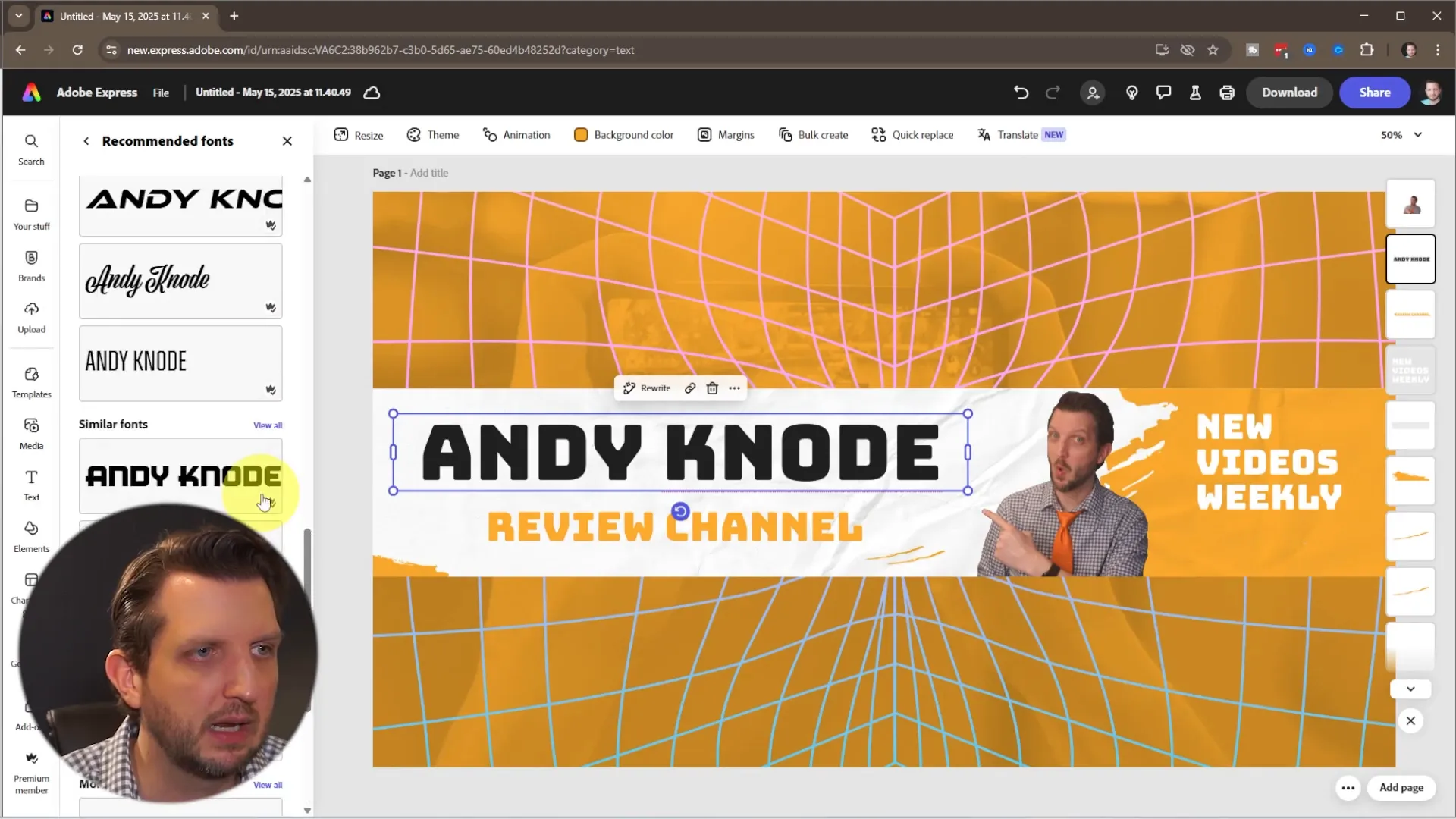 Selecting and adjusting fonts in Adobe Express