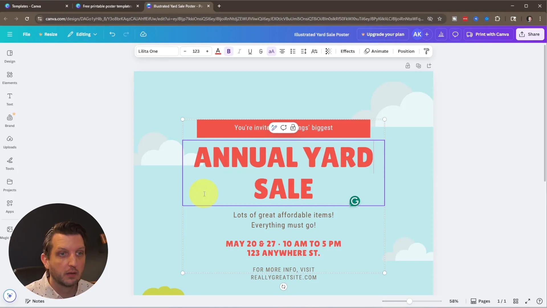 Editing text fields for title and date
