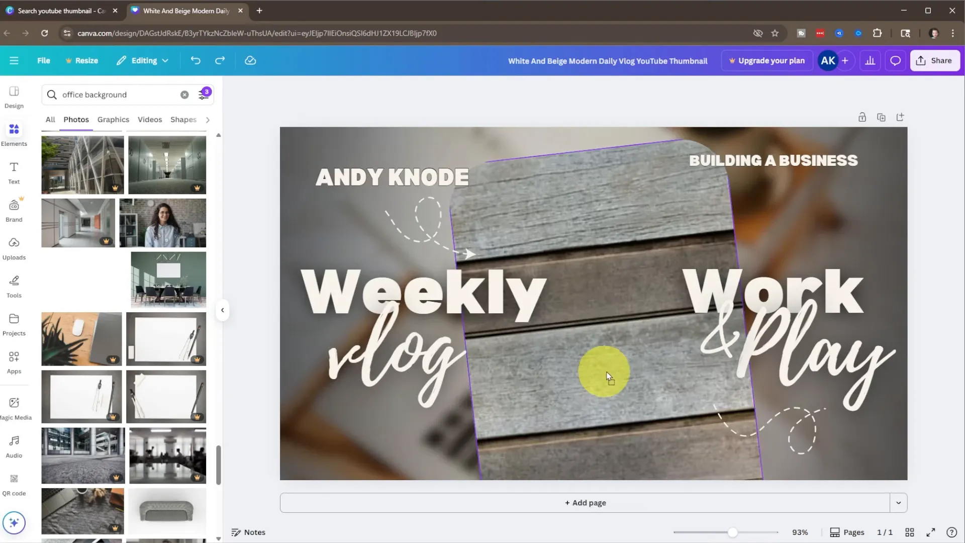 Uploading a photo to Canva and replacing the template image