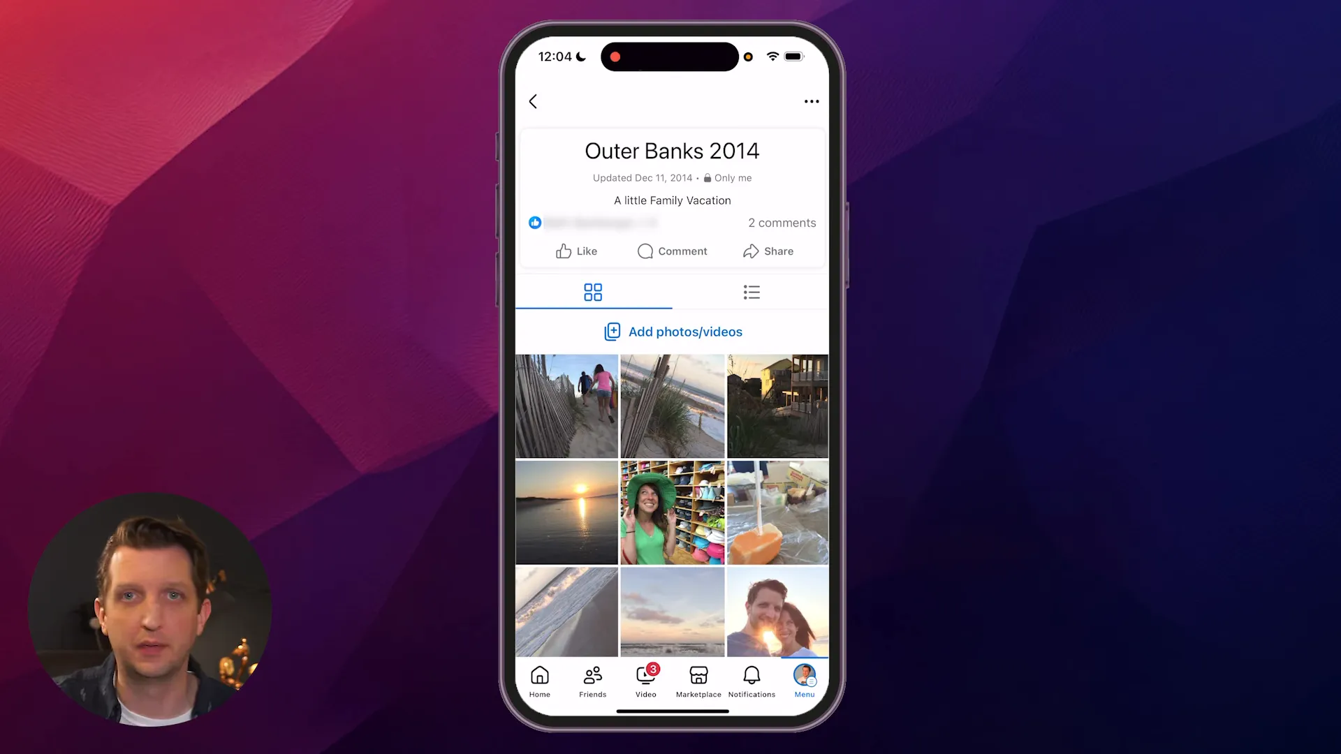 Open a specific photo album in Facebook mobile