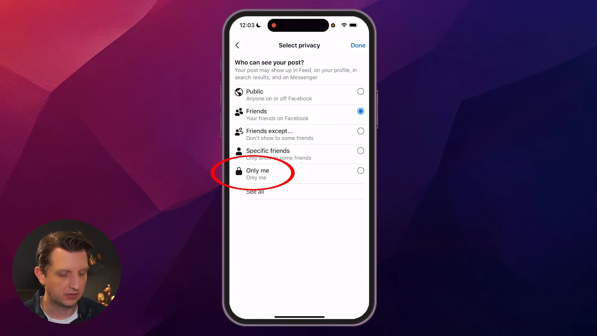 Albums view showing created and system albums