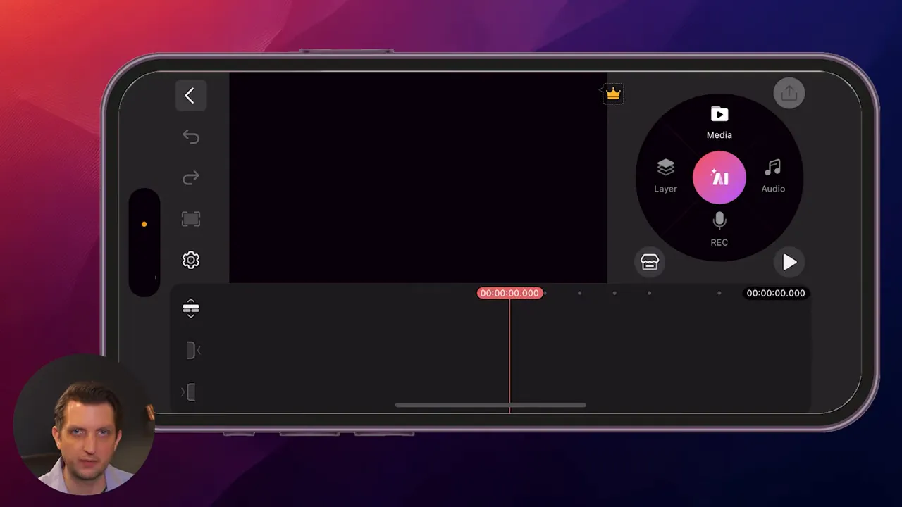 KineMaster creating a new project and choosing aspect ratio