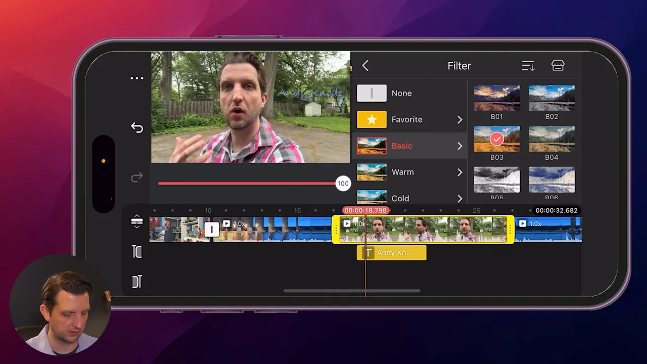 Applying filters to a clip in KineMaster